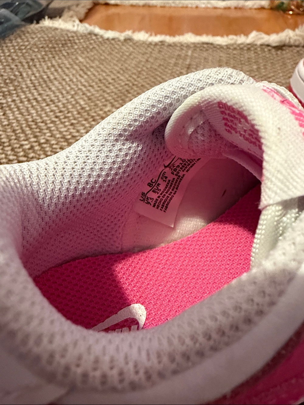 Nike Kids Hot Pink and White Low-Top Sneakers - Picture 2 of 3